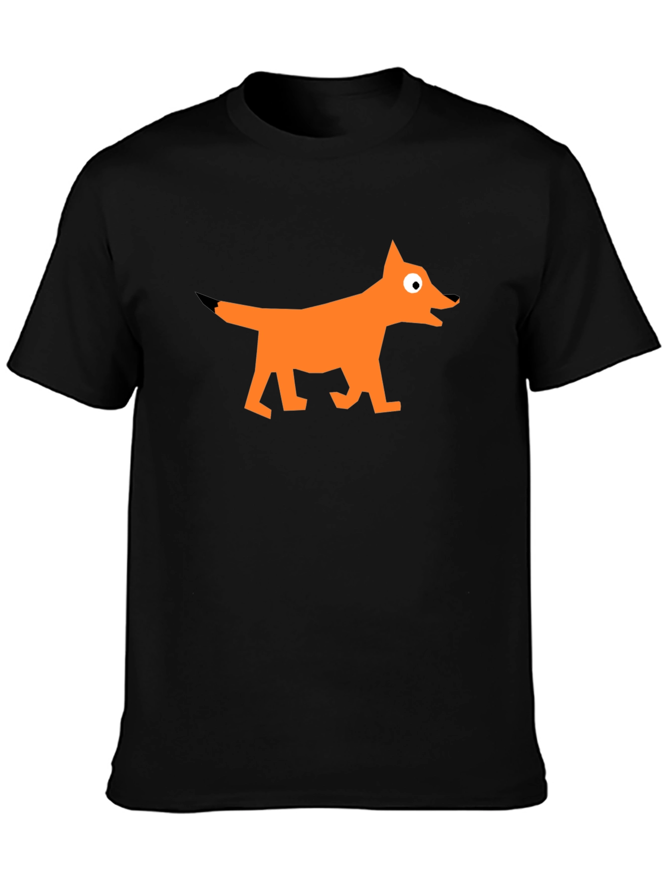 Geometric Fox Graphic Black T-Shirt