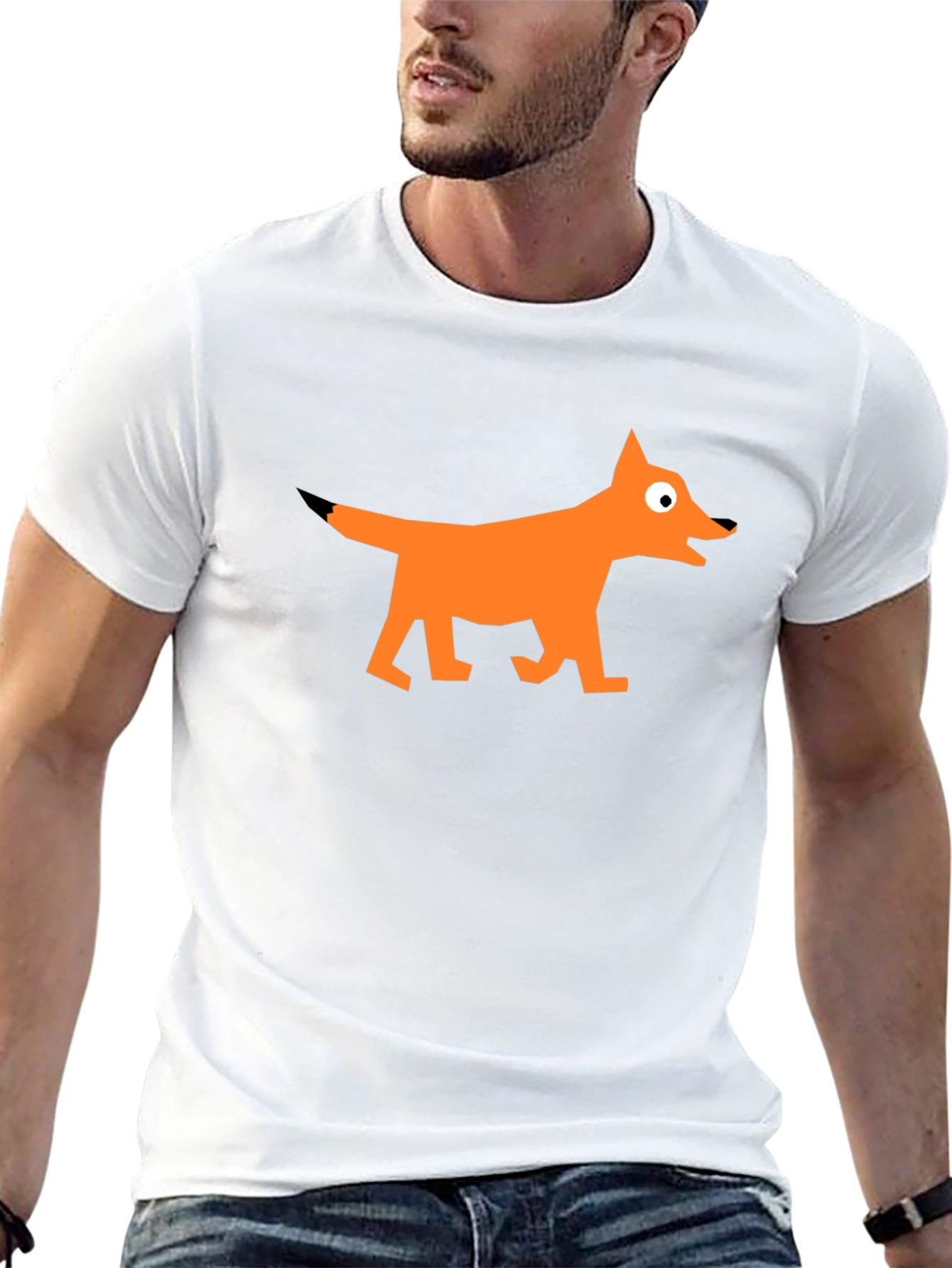 Geometric Fox Graphic Black T-Shirt