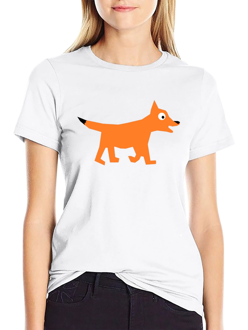 Geometric Fox Graphic Black T-Shirt