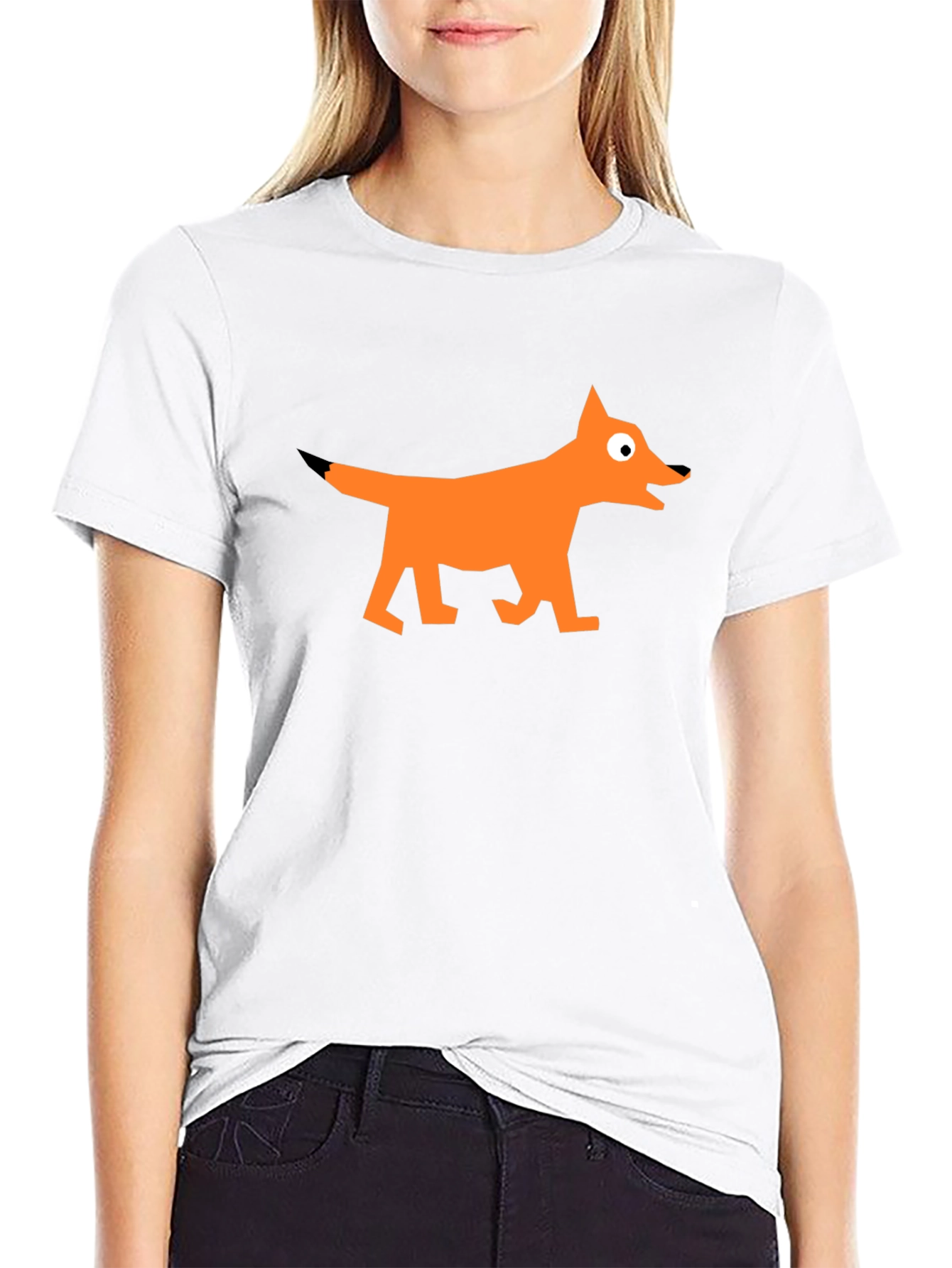Geometric Fox Graphic Black T-Shirt