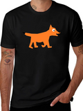 Geometric Fox Graphic Black T-Shirt