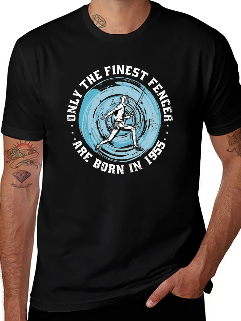 Finest Fencer Born in 1955 Black T-Shirt