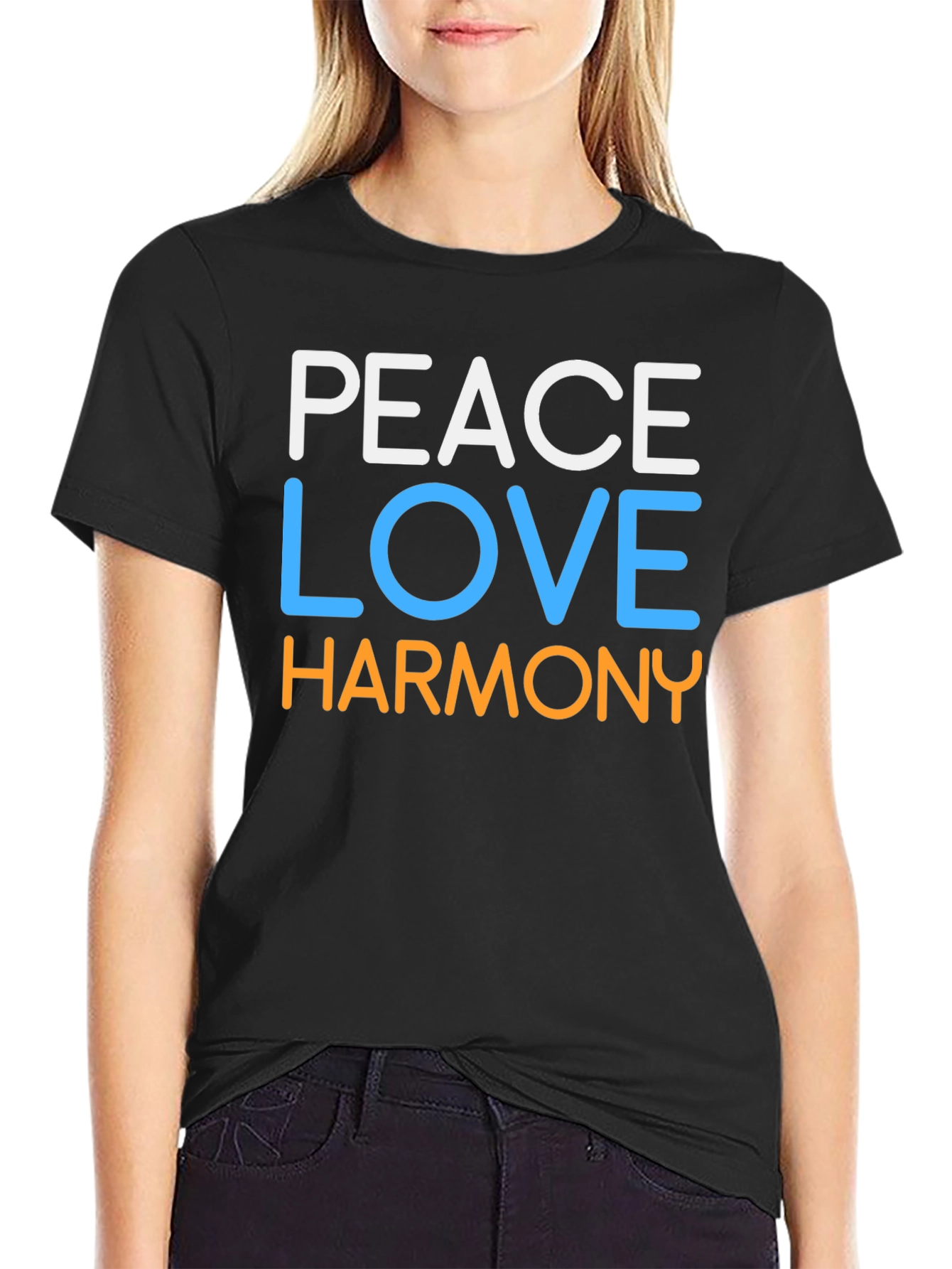 Peace Love Harmony Graphic Tee - Black