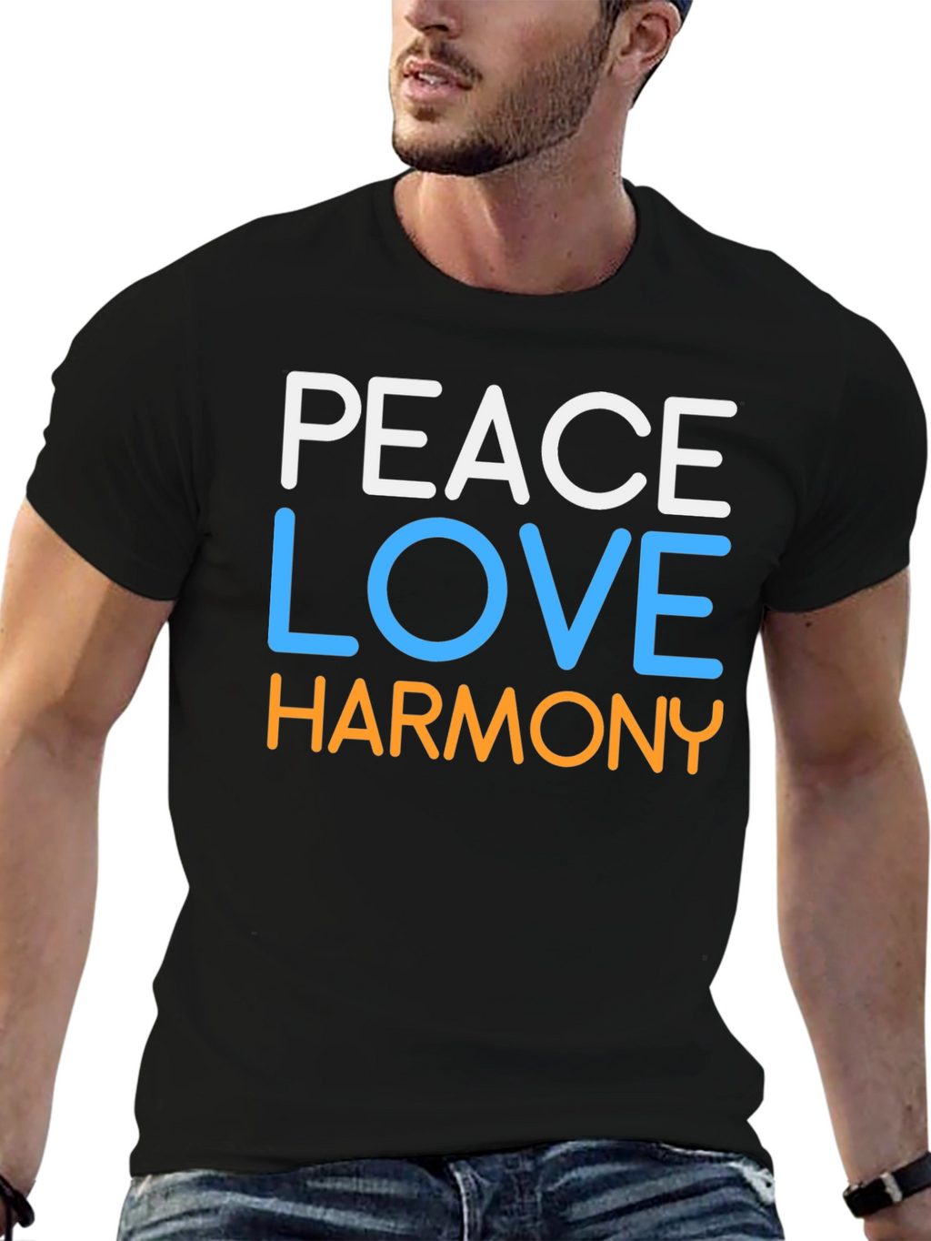 Peace Love Harmony Graphic Tee - Black
