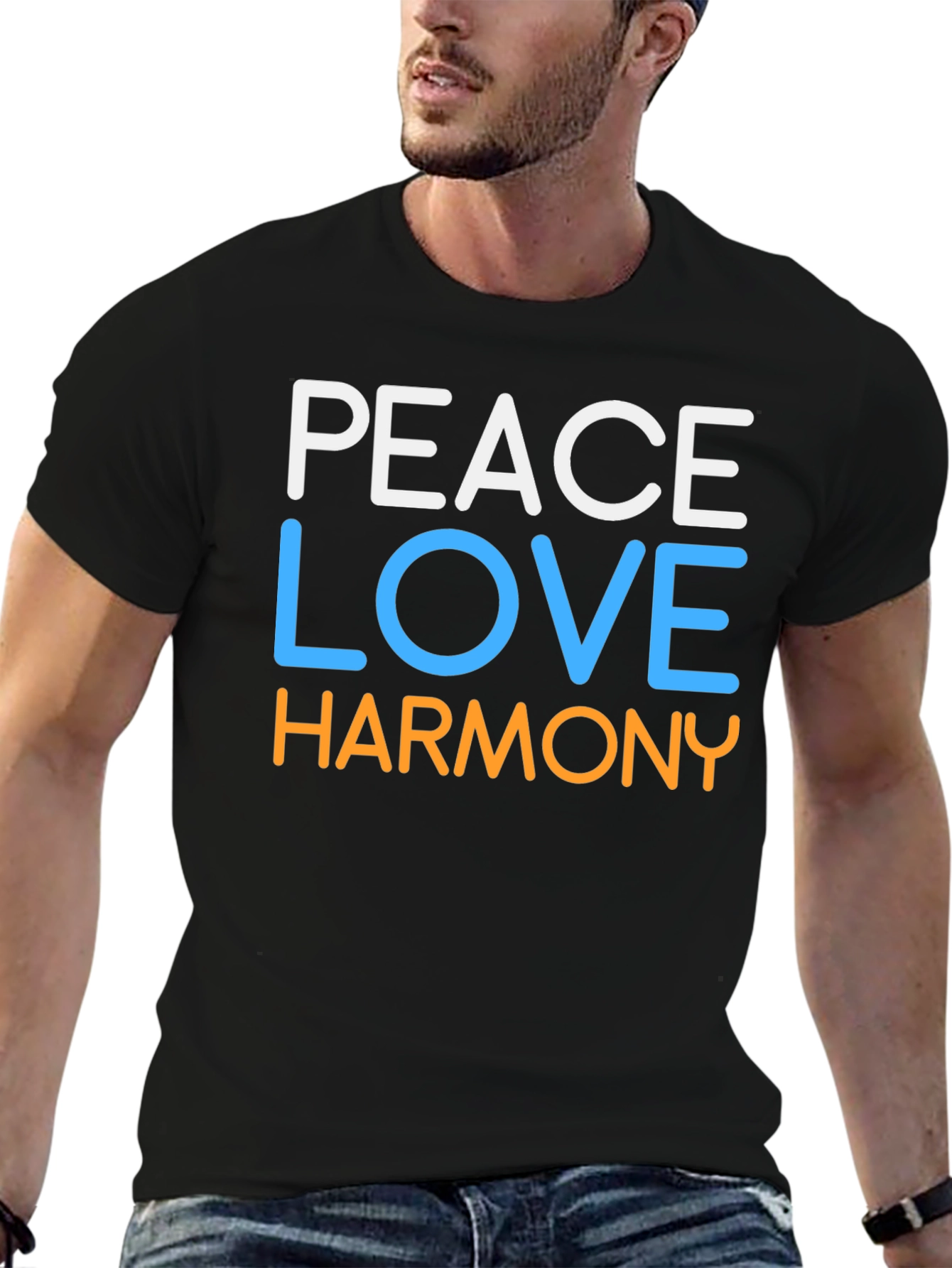 Peace Love Harmony Graphic Tee - Black