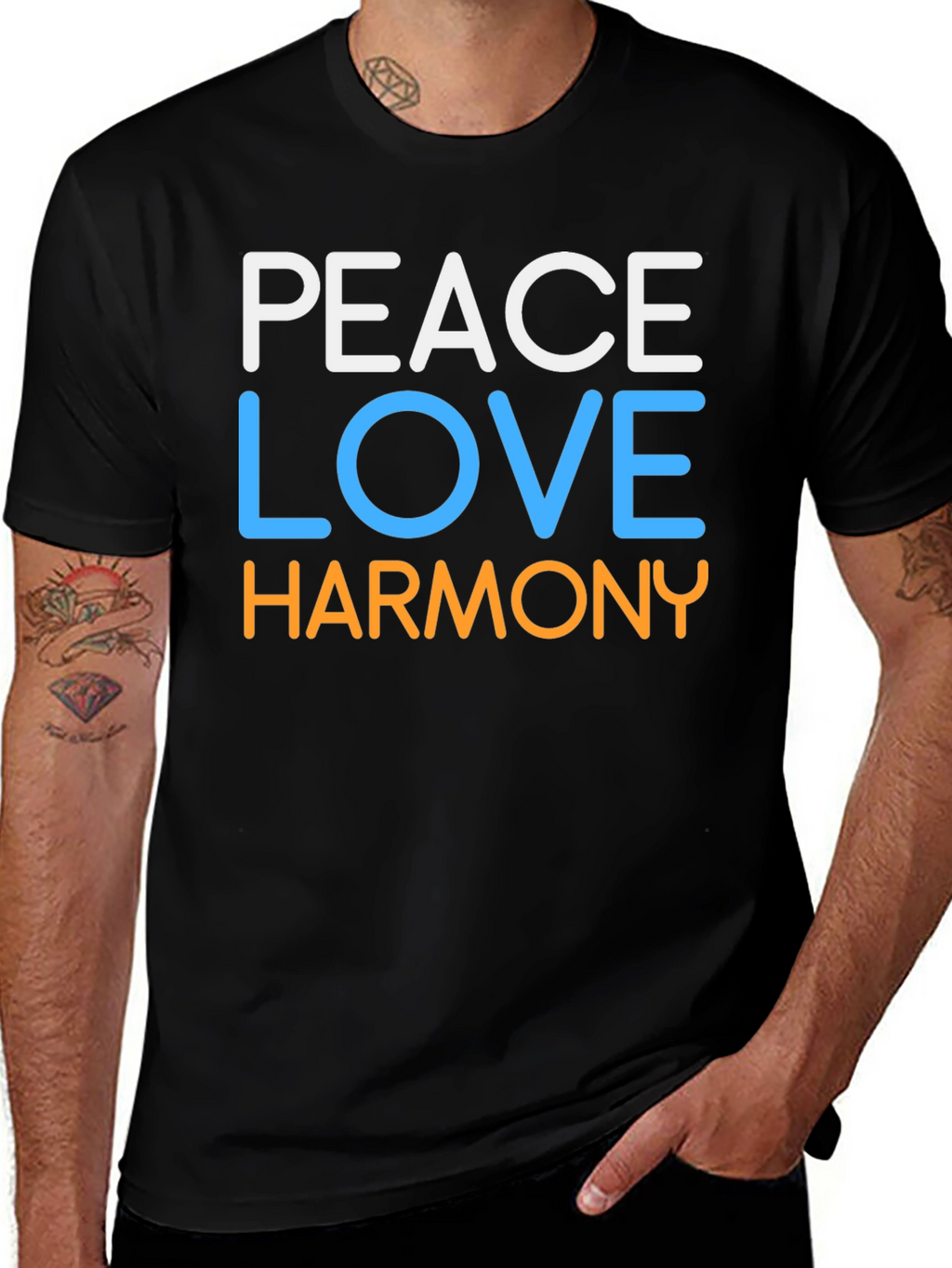 Peace Love Harmony Graphic Tee - Black