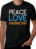 Peace Love Harmony Graphic Tee - Black