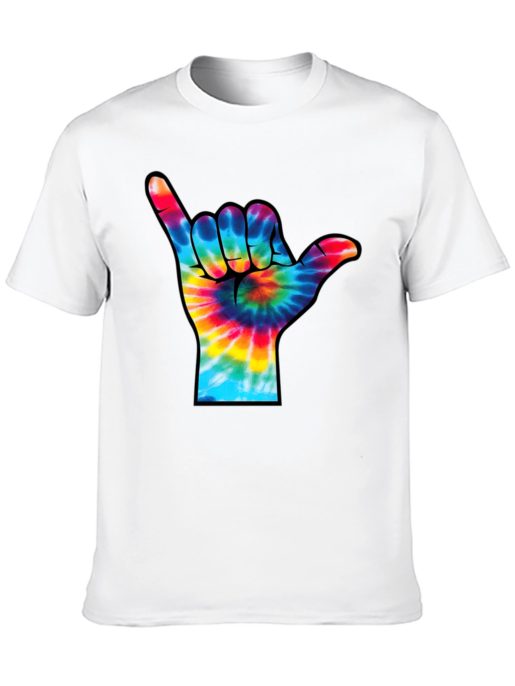 Tie-Dye Shaka Sign Black T-Shirt