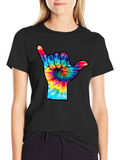 Tie-Dye Shaka Sign Black T-Shirt