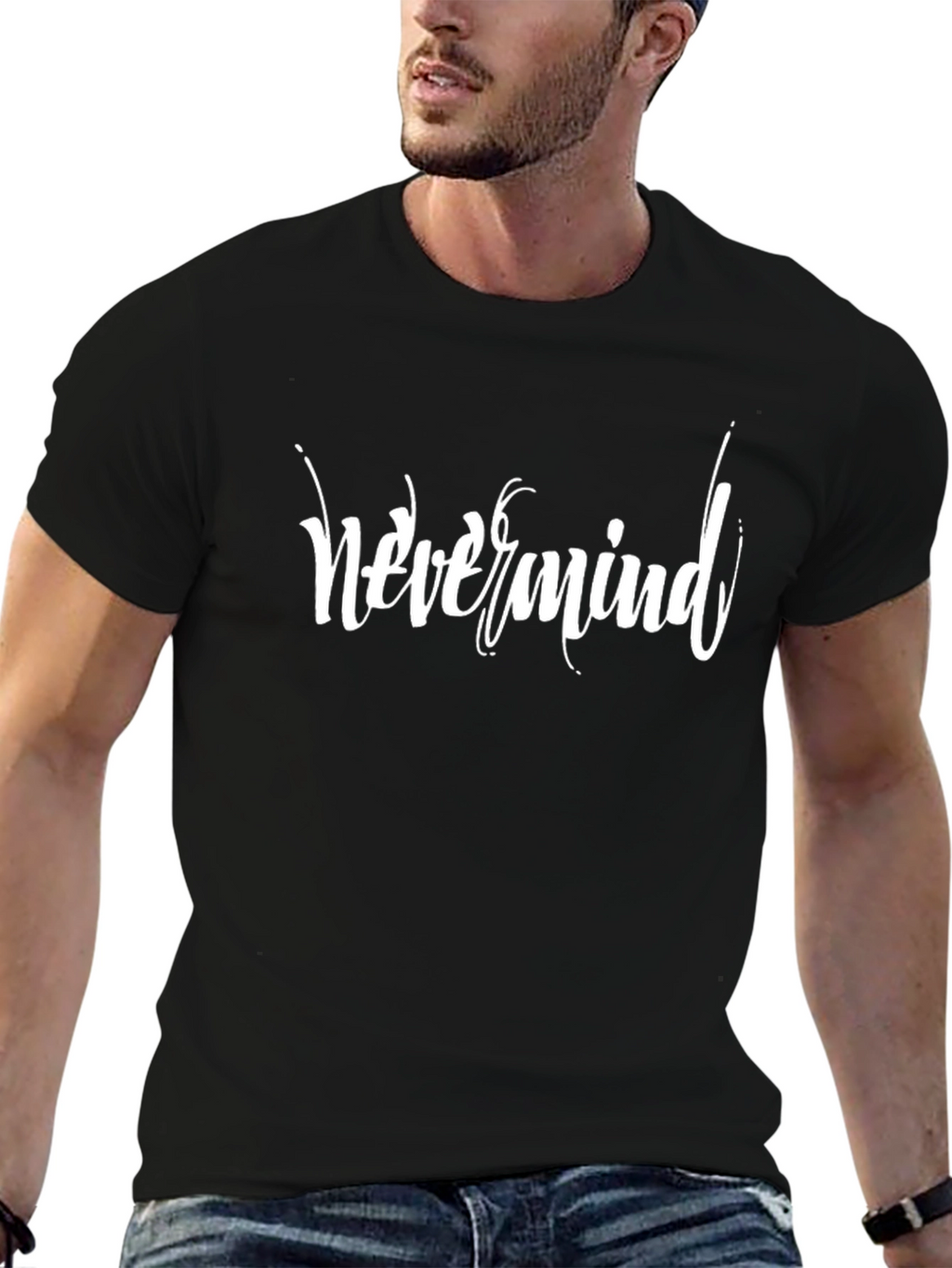 Nevermind Graphic Tee - Black Cotton Comfort