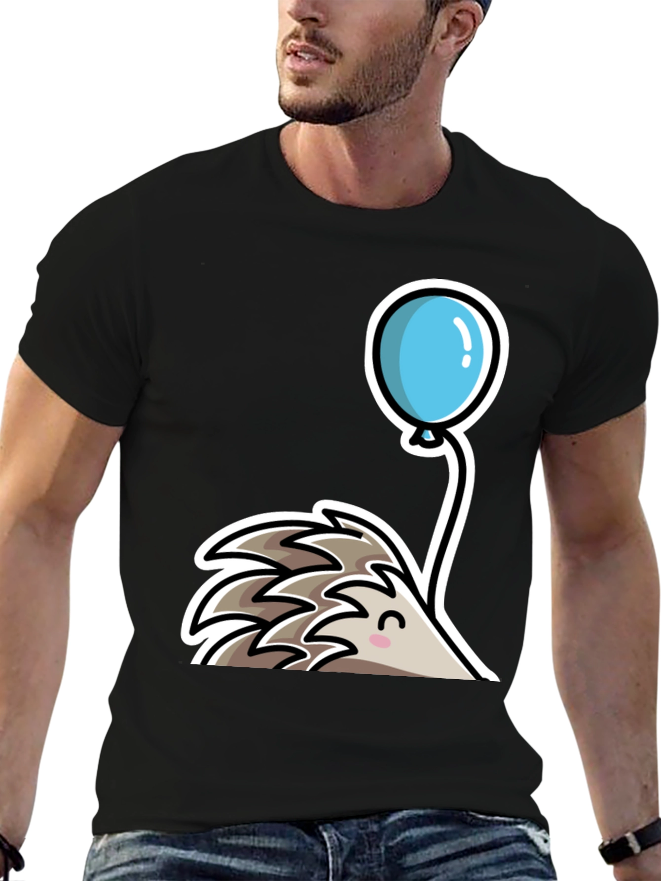 Cute Hedgehog with Balloon T-Shirt - Whimsical Design
