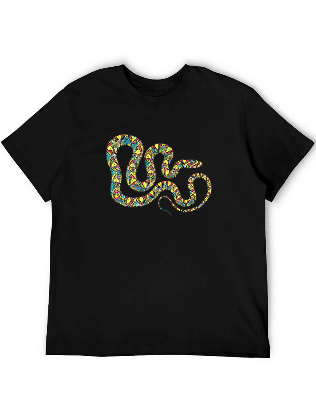 Patterned Snake Graphic Black T-Shirt