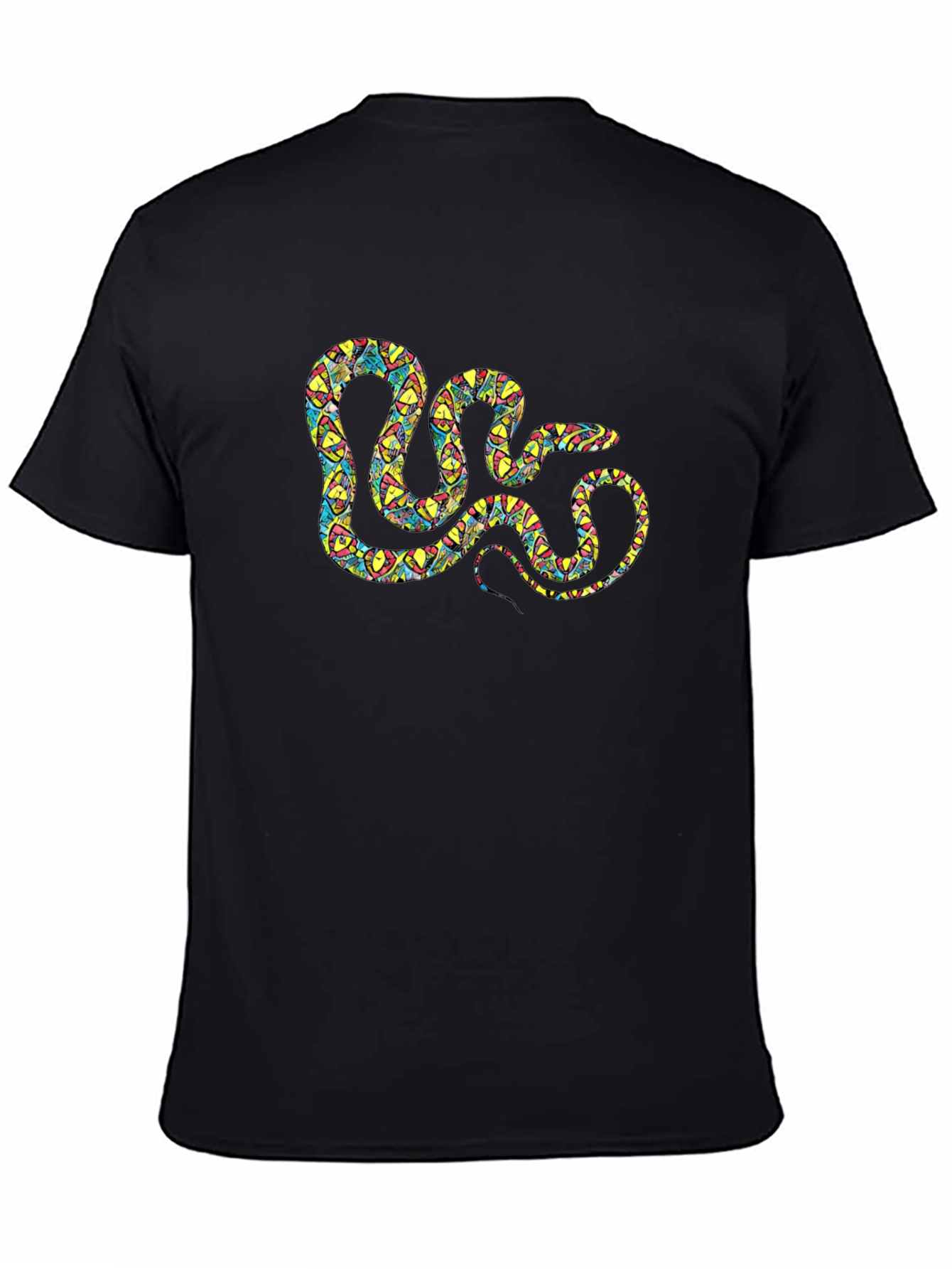 Patterned Snake Graphic Black T-Shirt