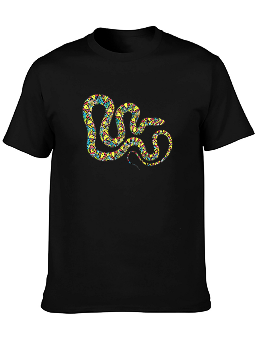Patterned Snake Graphic Black T-Shirt
