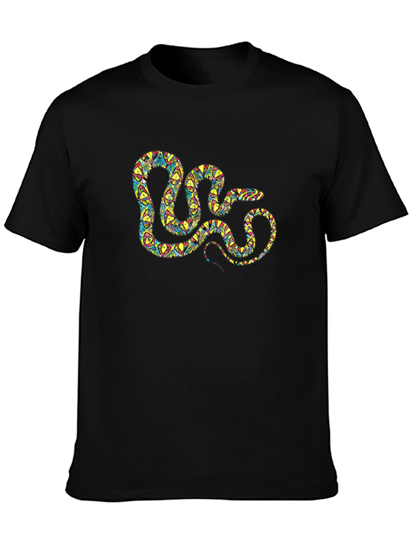 Patterned Snake Graphic Black T-Shirt