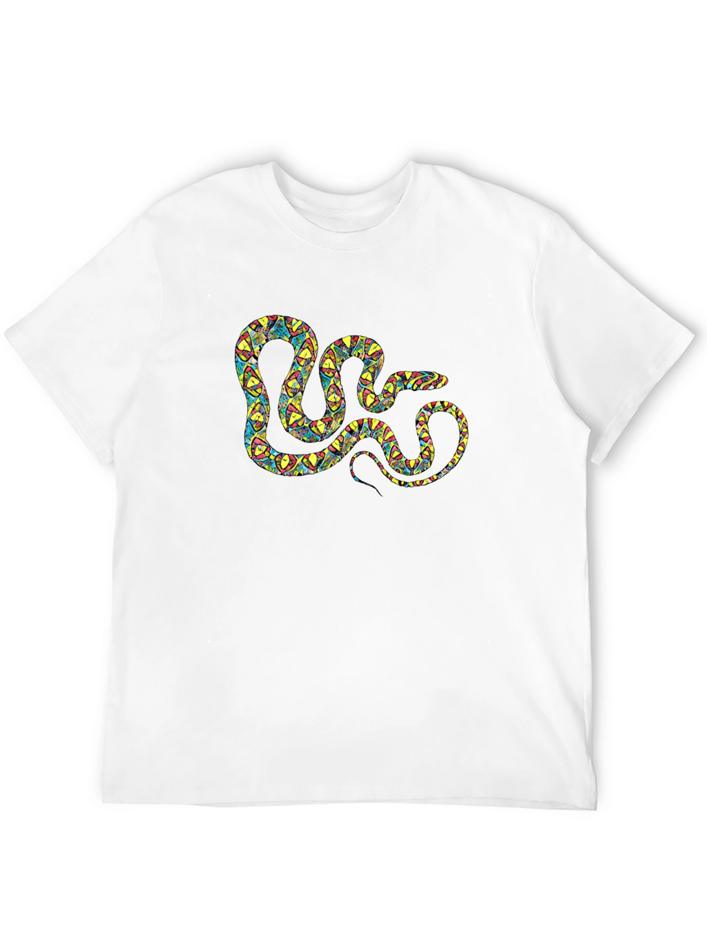 Patterned Snake Graphic Black T-Shirt