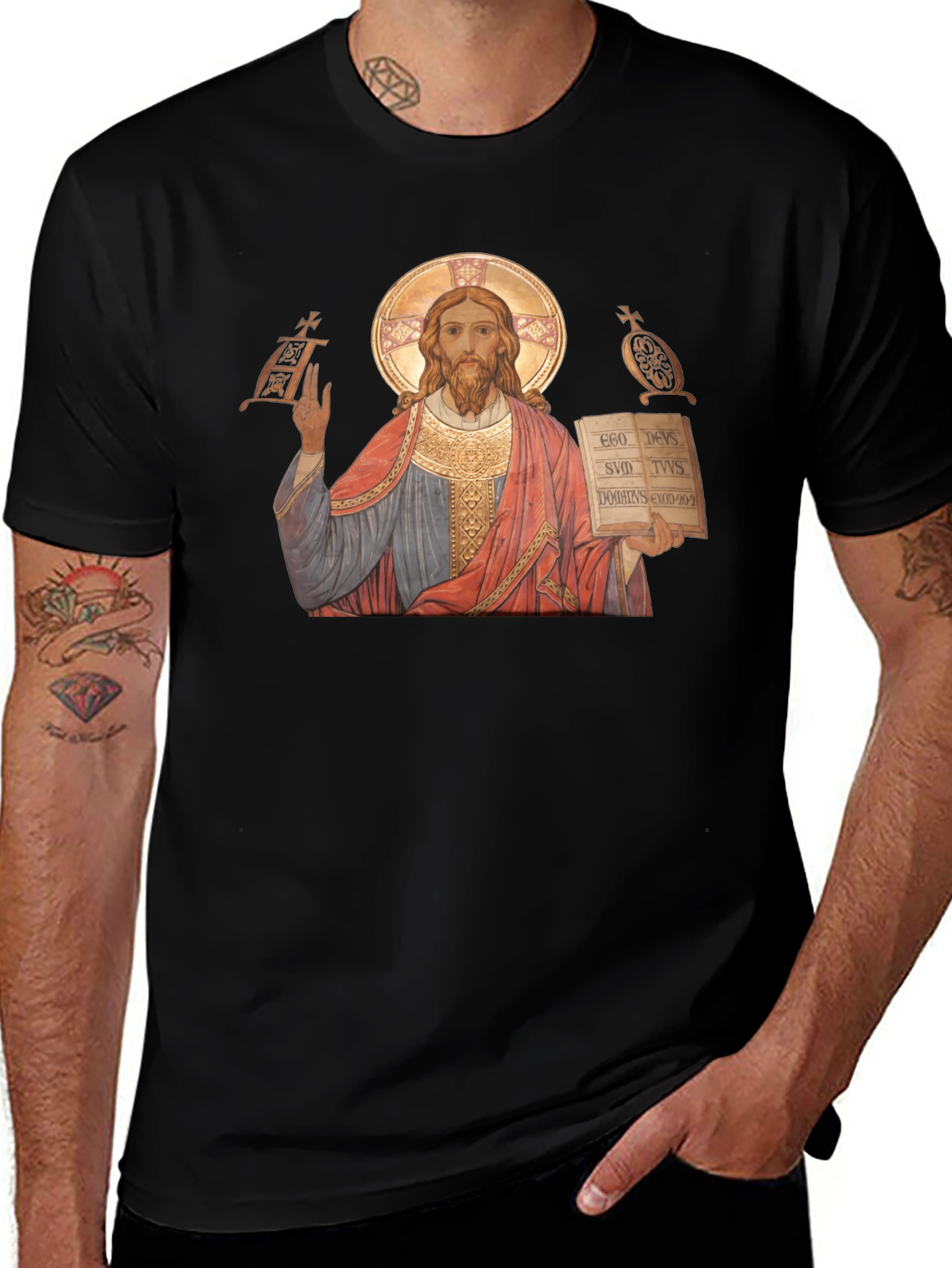 Jesus Christ Icon Graphic T-Shirt - Religious Apparel