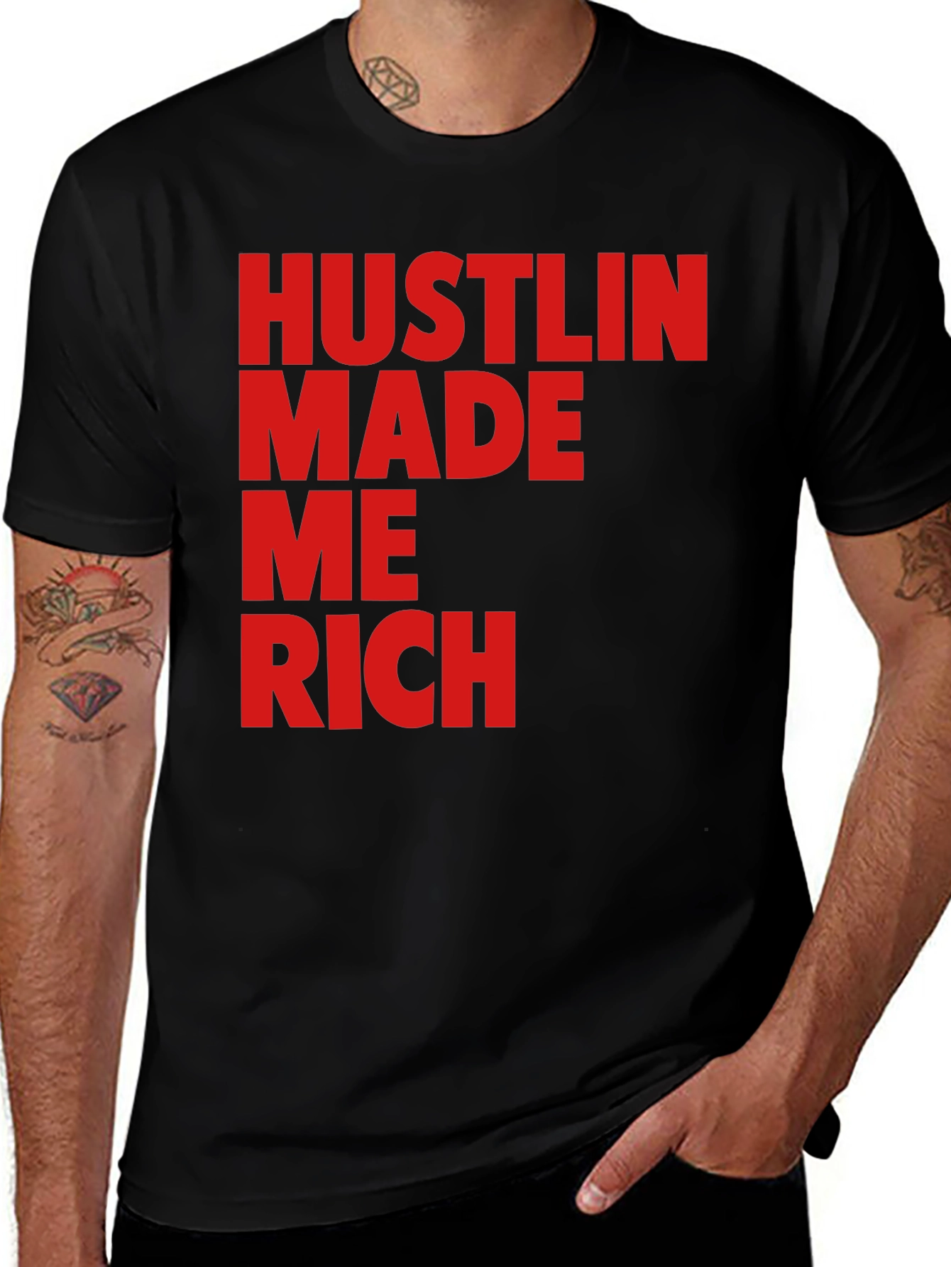 Hustlin Made Me Rich Black T-Shirt