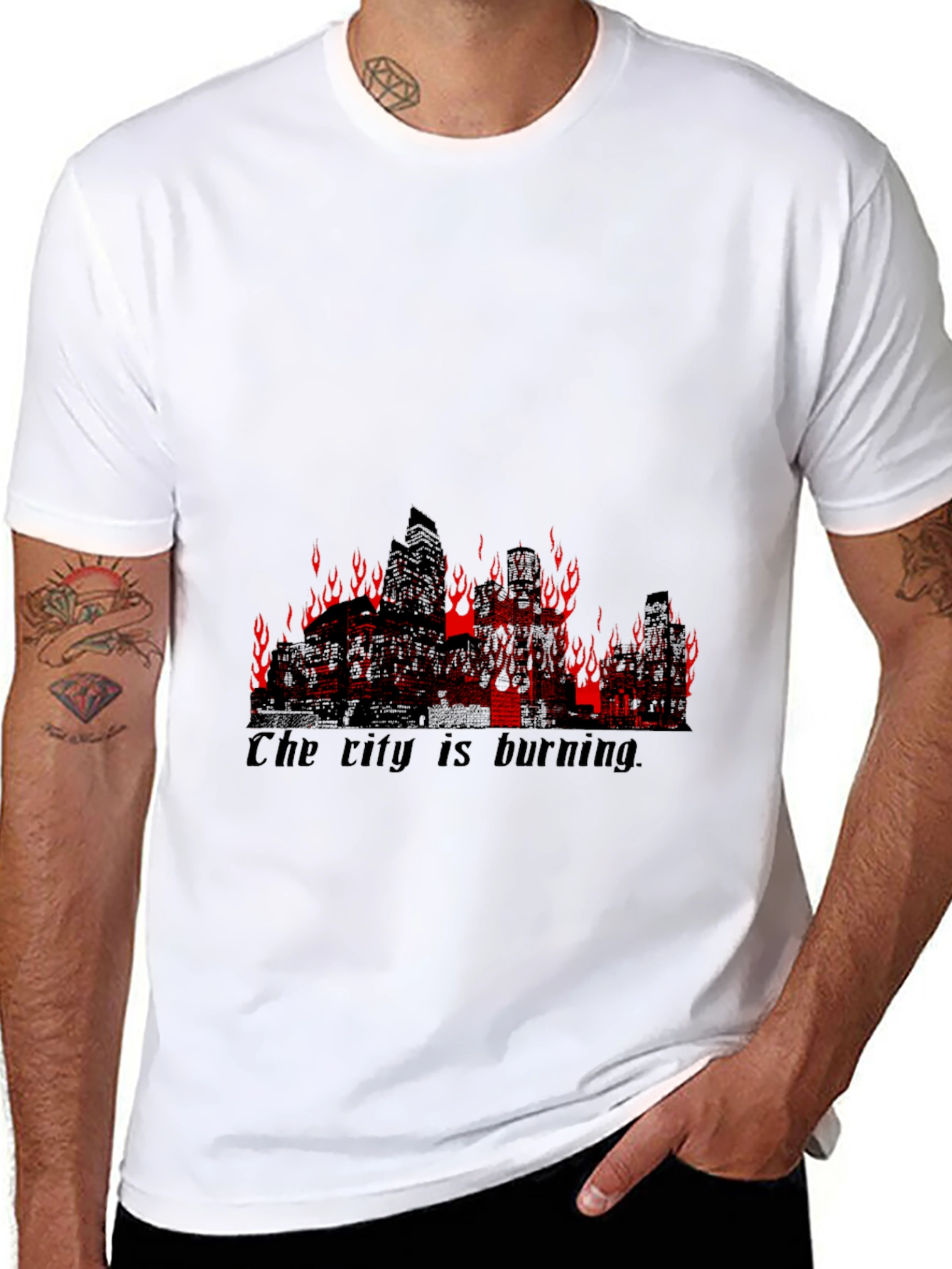 Burning City Graphic Tee - Mens Black T-Shirt