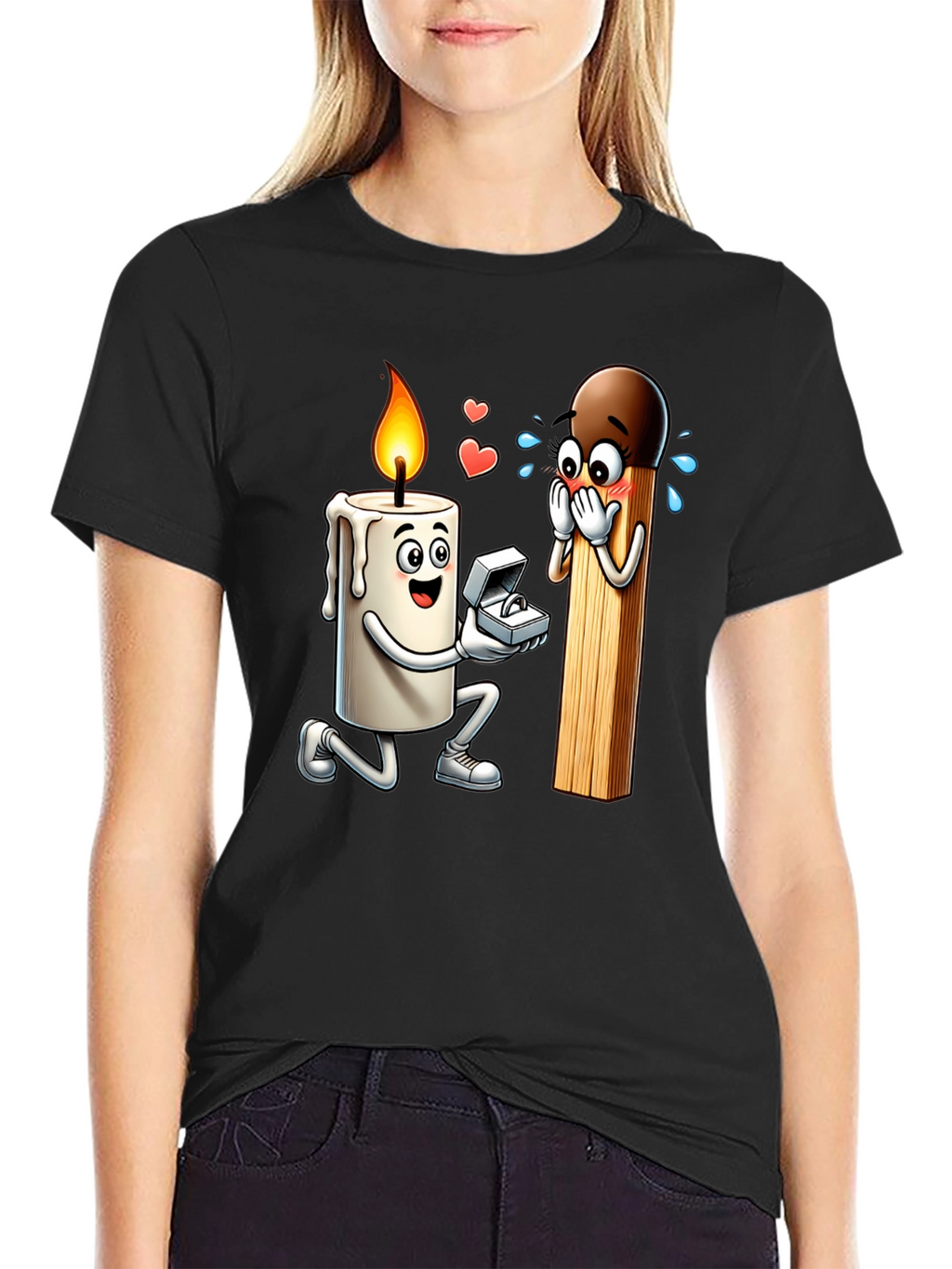 Romantic Candle & Match Proposal Graphic Tee