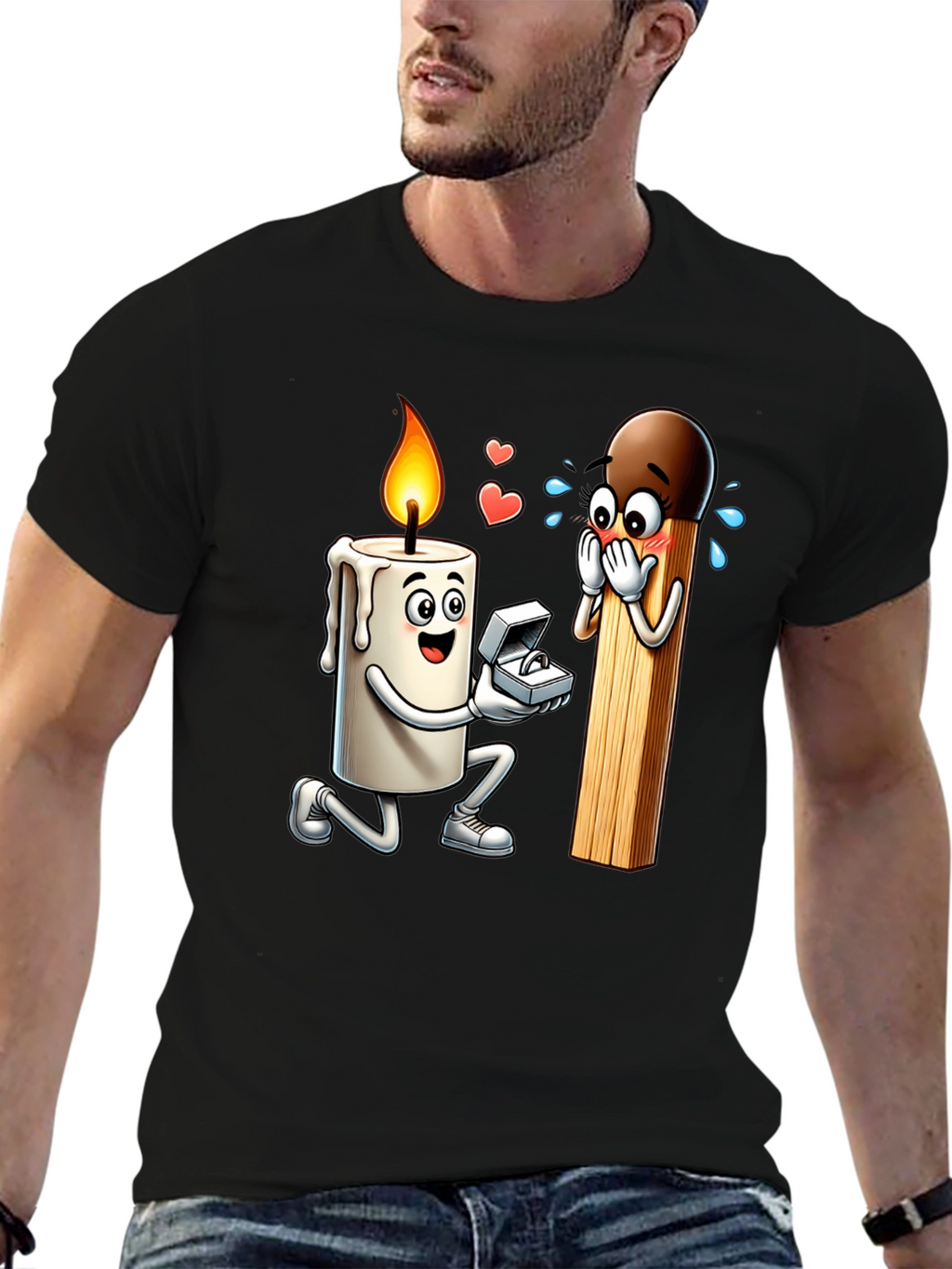 Romantic Candle & Match Proposal Graphic Tee