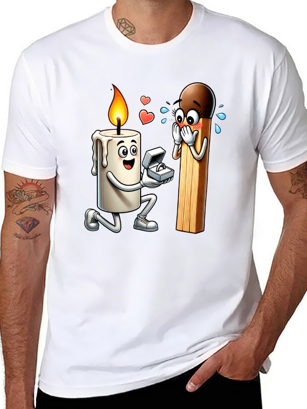 Romantic Candle & Match Proposal Graphic Tee