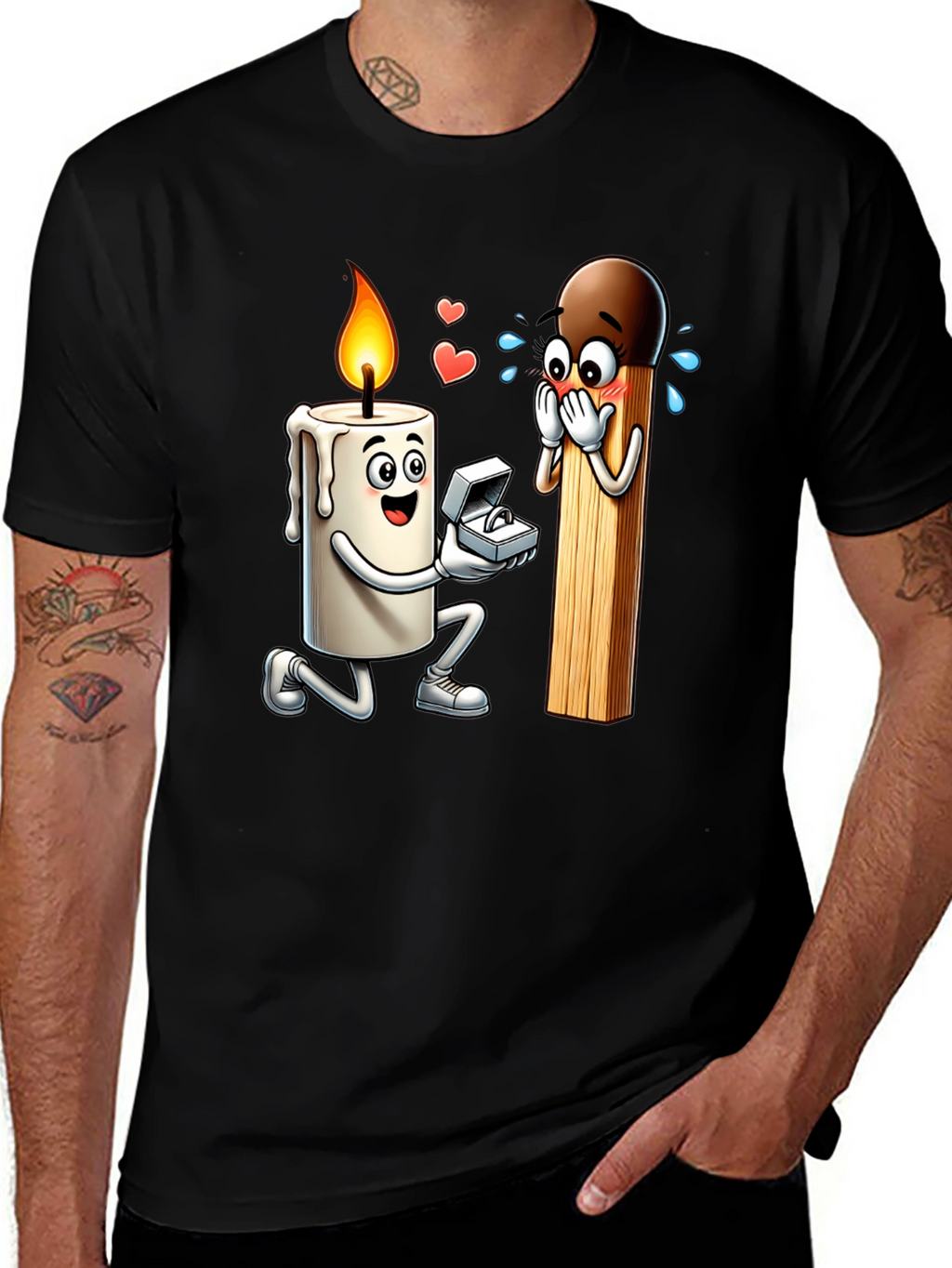 Romantic Candle & Match Proposal Graphic Tee