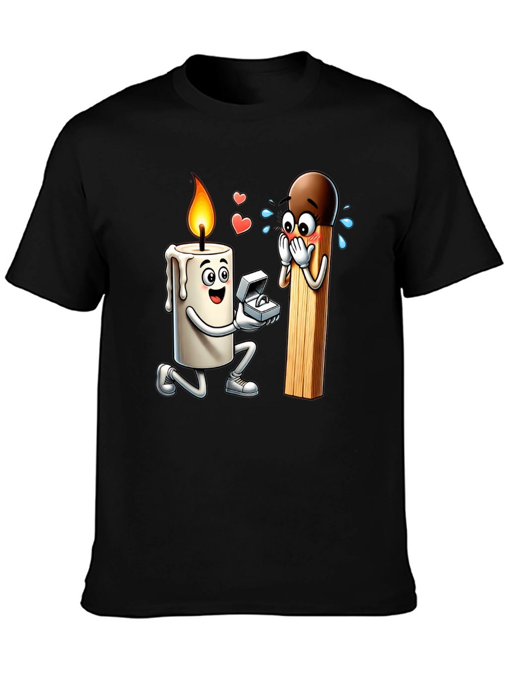 Romantic Candle & Match Proposal Graphic Tee