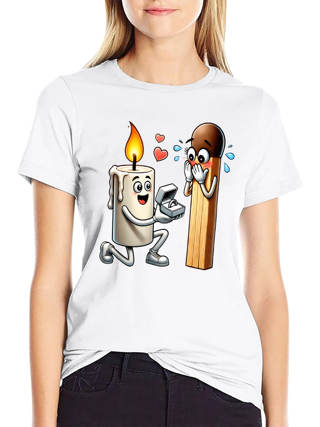 Romantic Candle & Match Proposal Graphic Tee