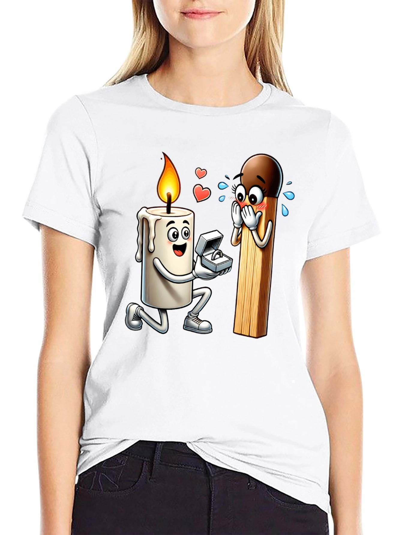 Romantic Candle & Match Proposal Graphic Tee