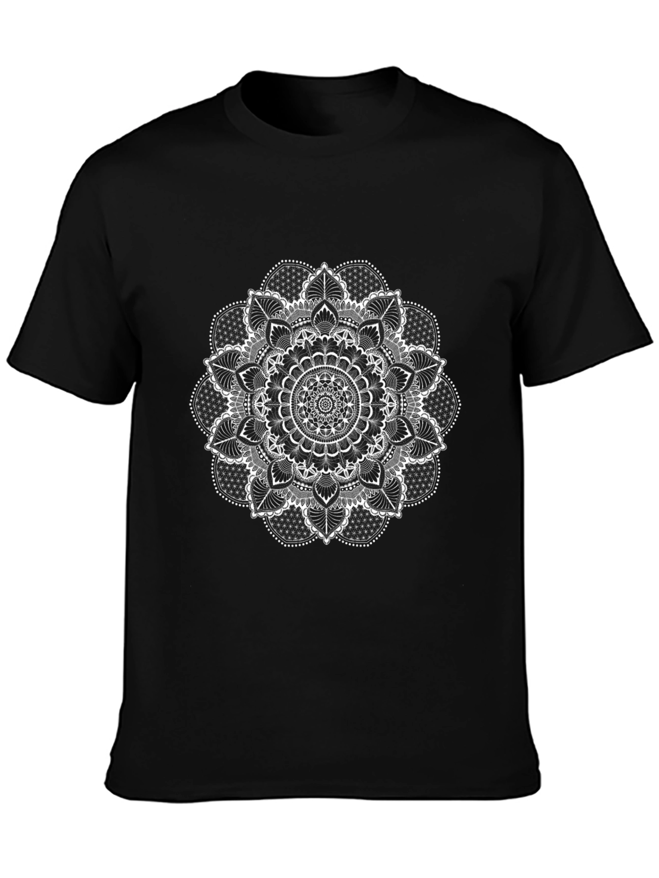 Mens Black Mandala Graphic Tee