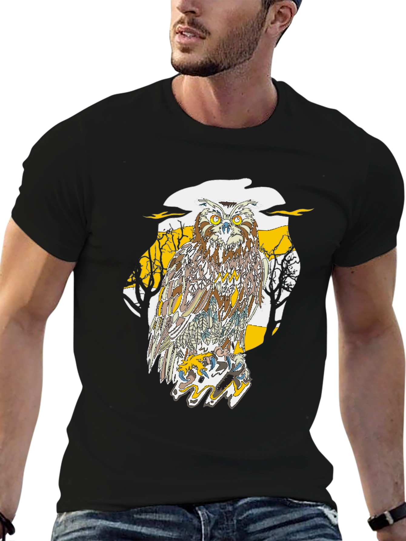 Owl Graphic Black T-Shirt