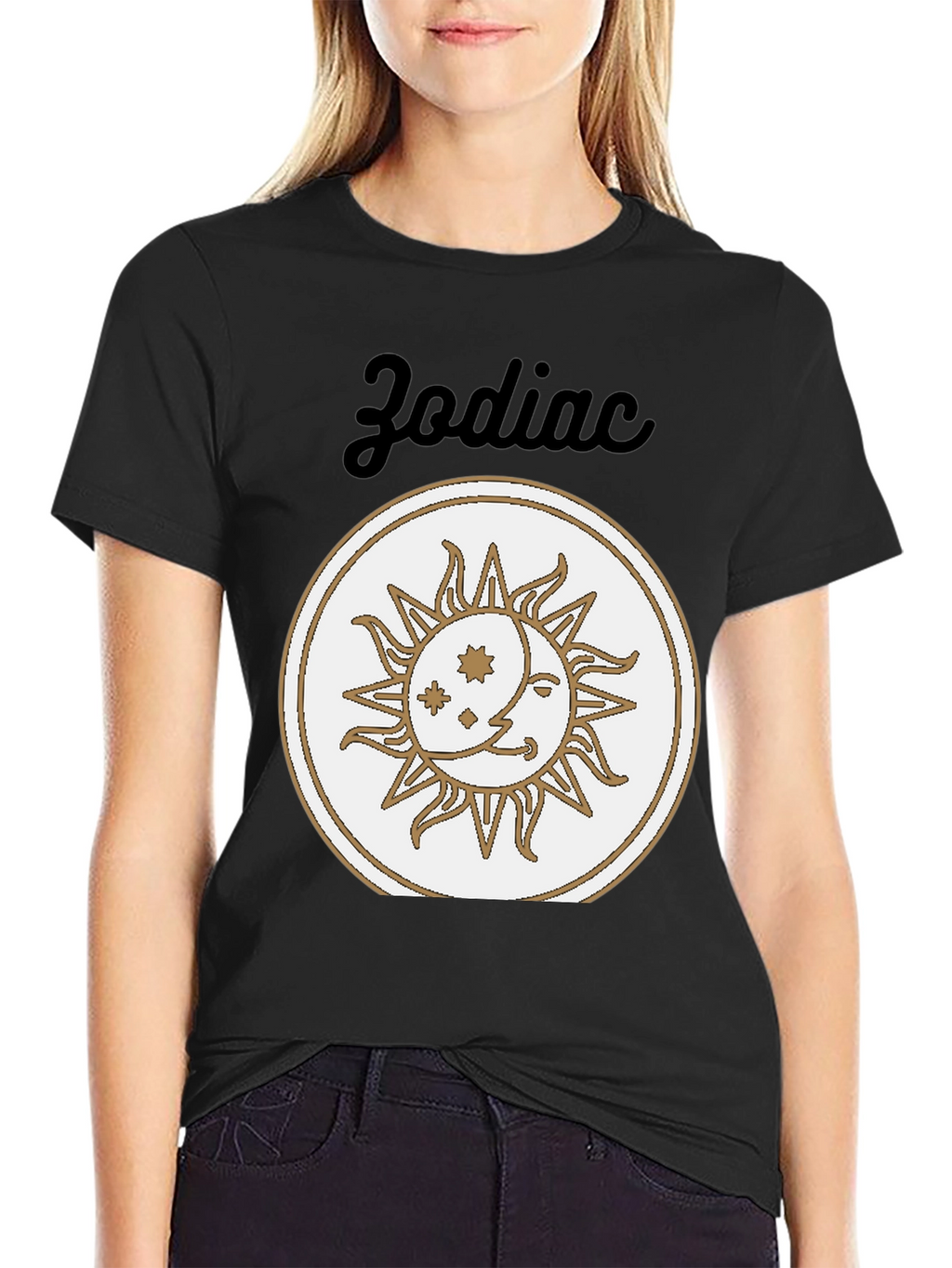 Zodiac Sun & Moon Graphic Tee - Black
