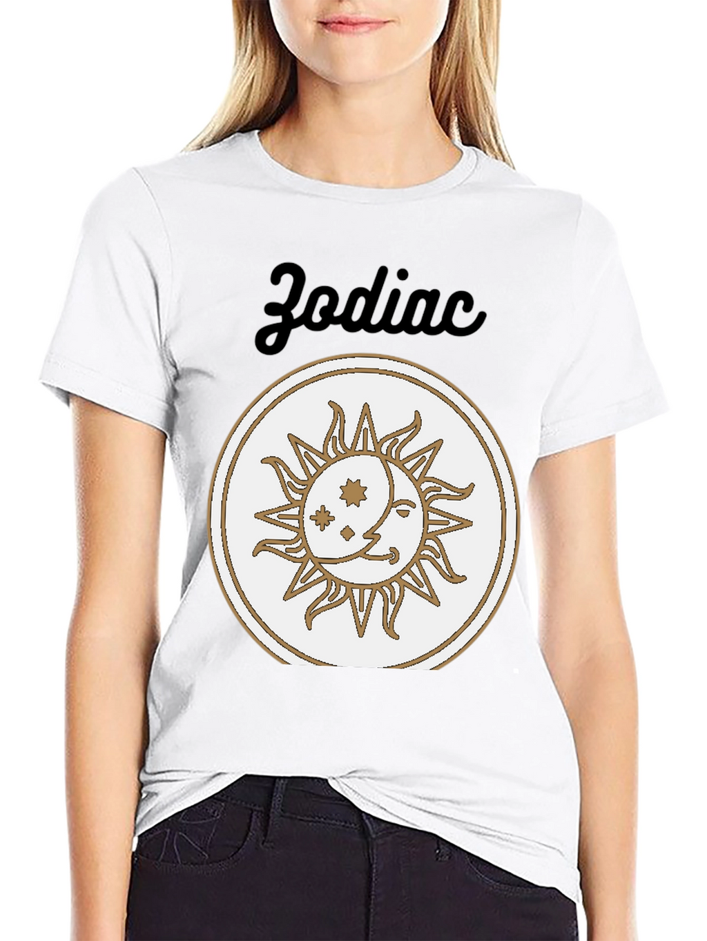 Zodiac Sun & Moon Graphic Tee - Black