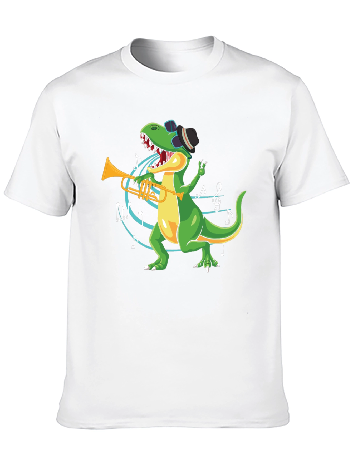 Dino Trumpet Player Black T-Shirt