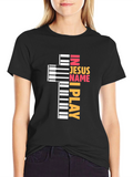 In Jesus Name I Play - Piano Cross T-Shirt