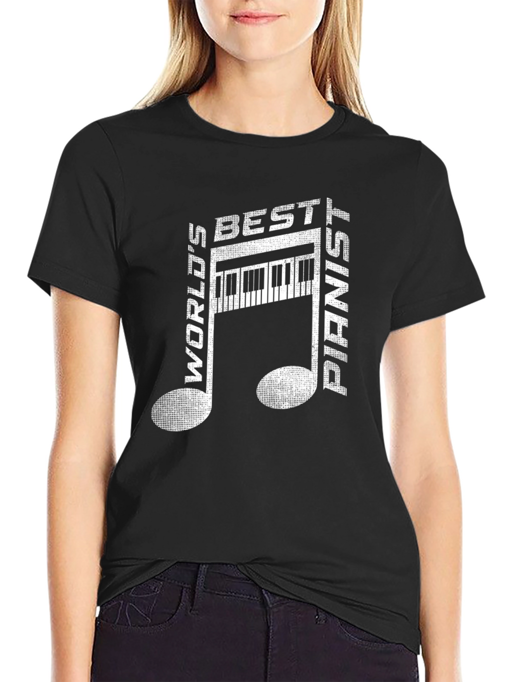 Worlds Best Pianist T-Shirt - Musical Note Design