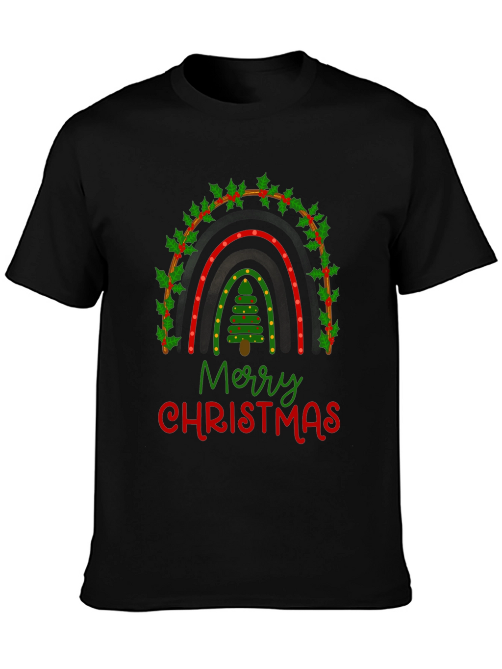 Merry Christmas Rainbow Graphic Tee