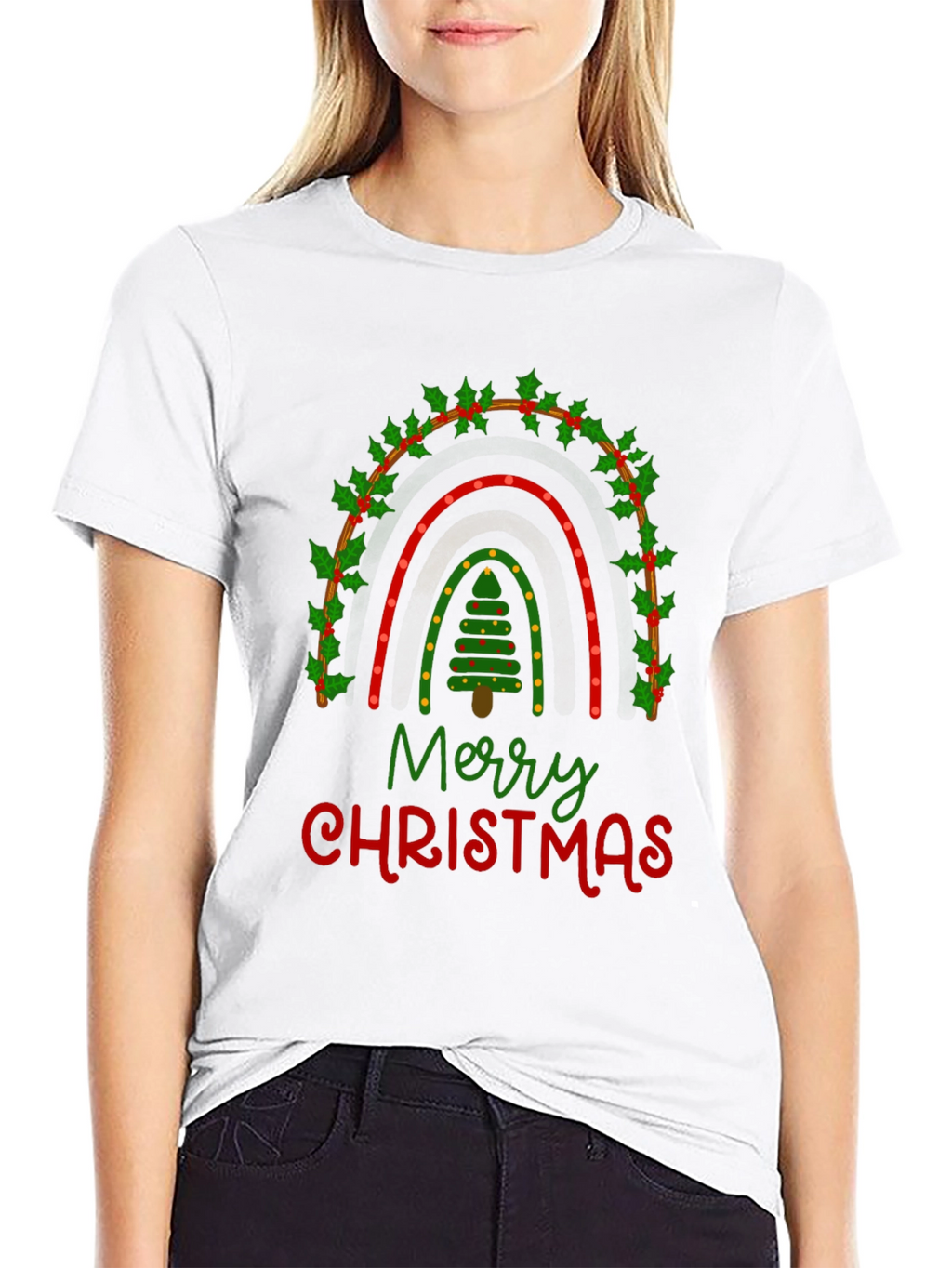 Merry Christmas Rainbow Graphic Tee