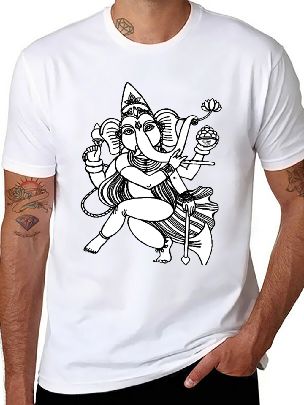 Ganesh Graphic Print Tee - Black Casual Shirt