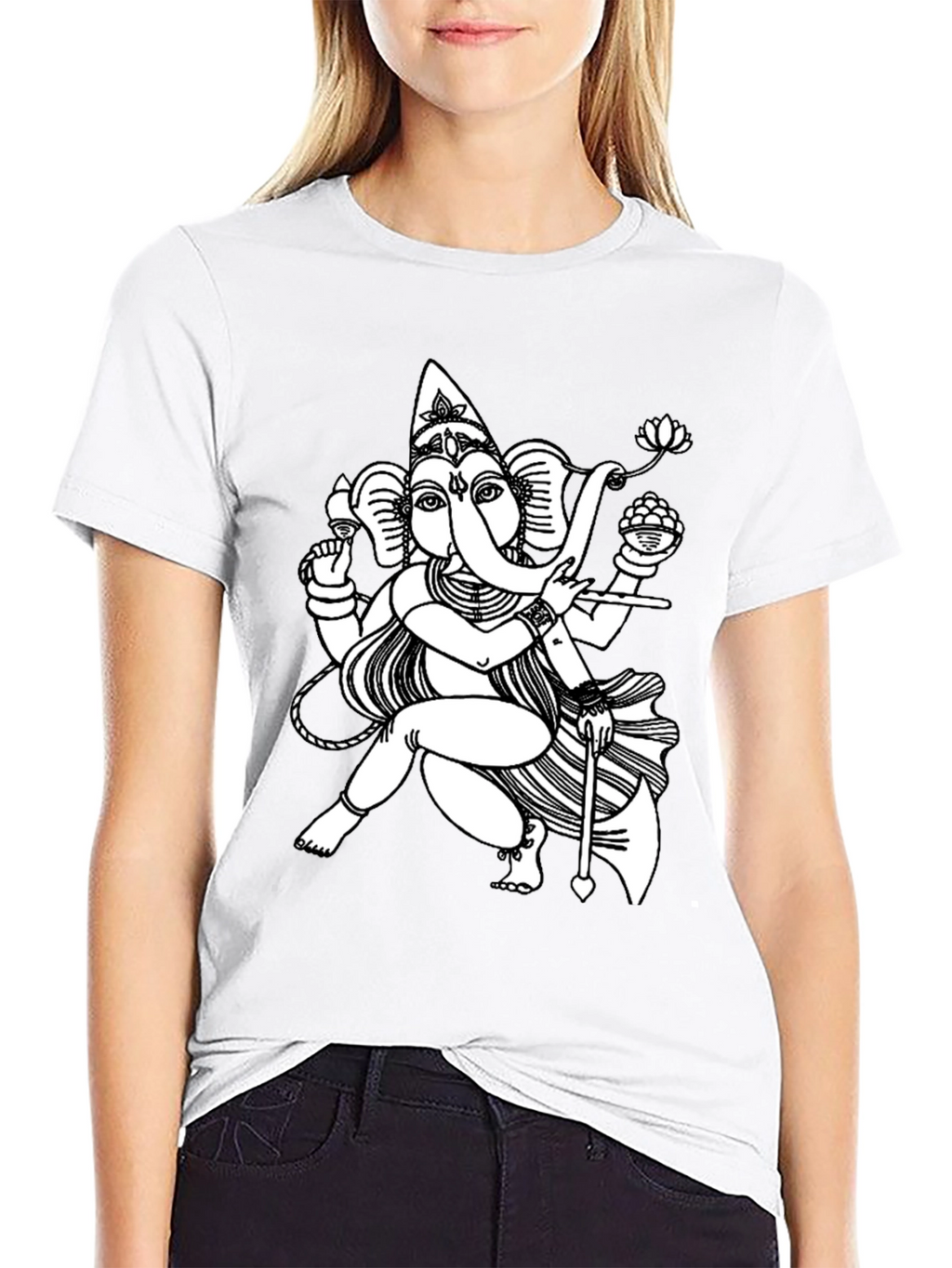 Ganesh Graphic Print Tee - Black Casual Shirt
