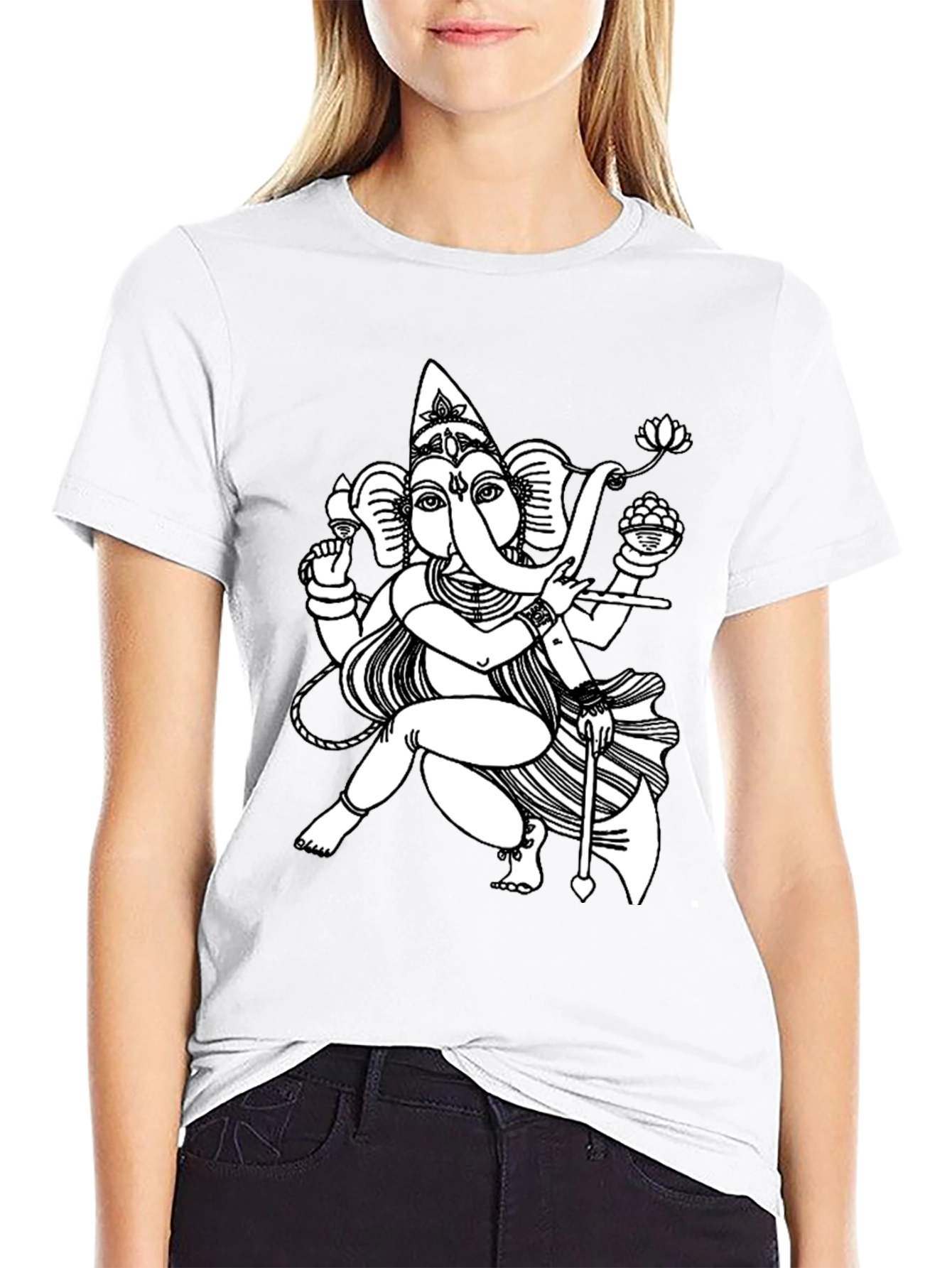 Ganesh Graphic Print Tee - Black Casual Shirt