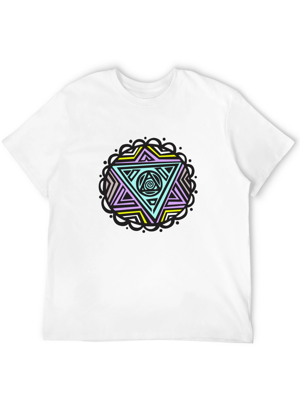 Geometric Triangle Graphic Tee - Black