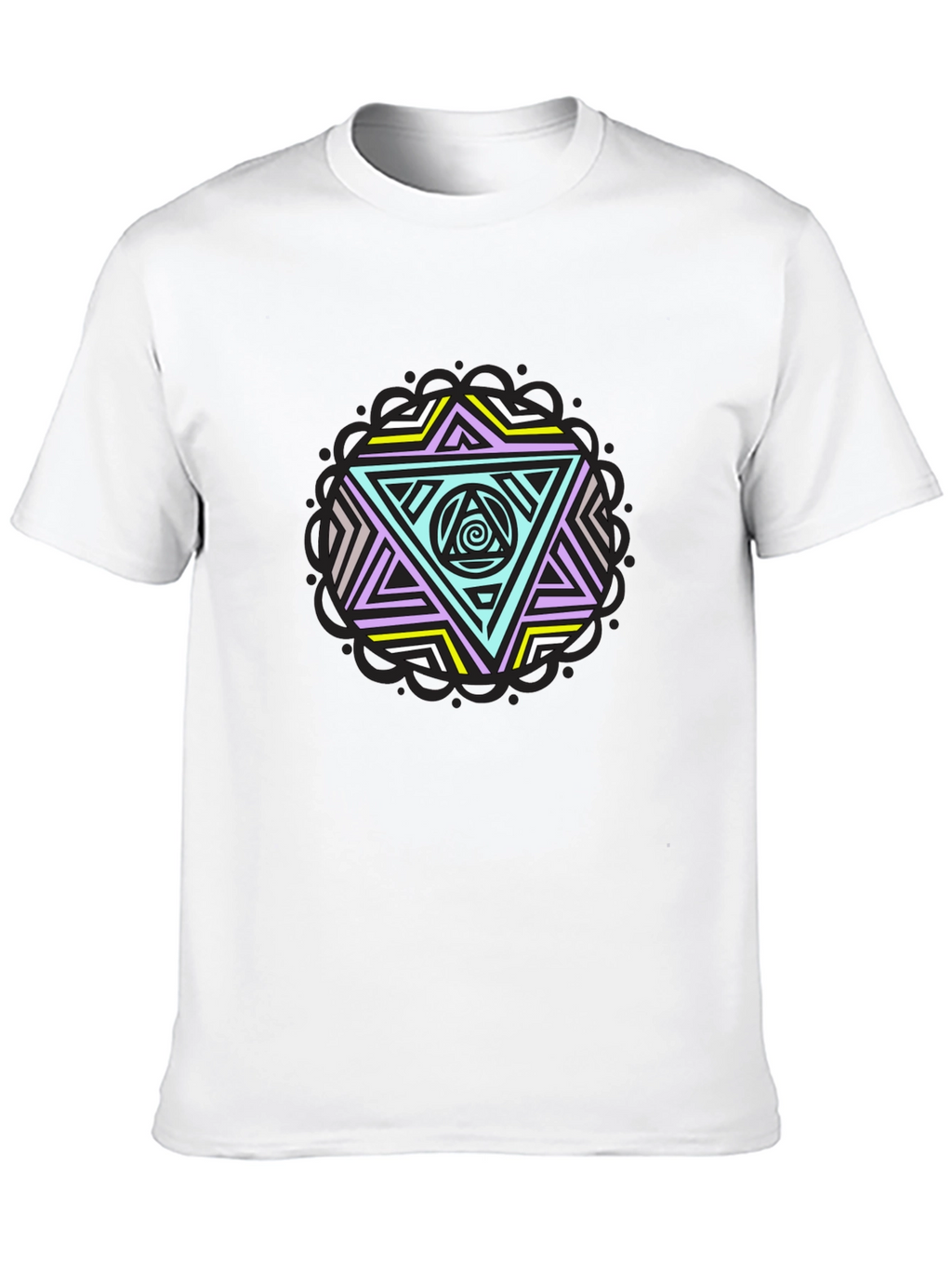 Geometric Triangle Graphic Tee - Black