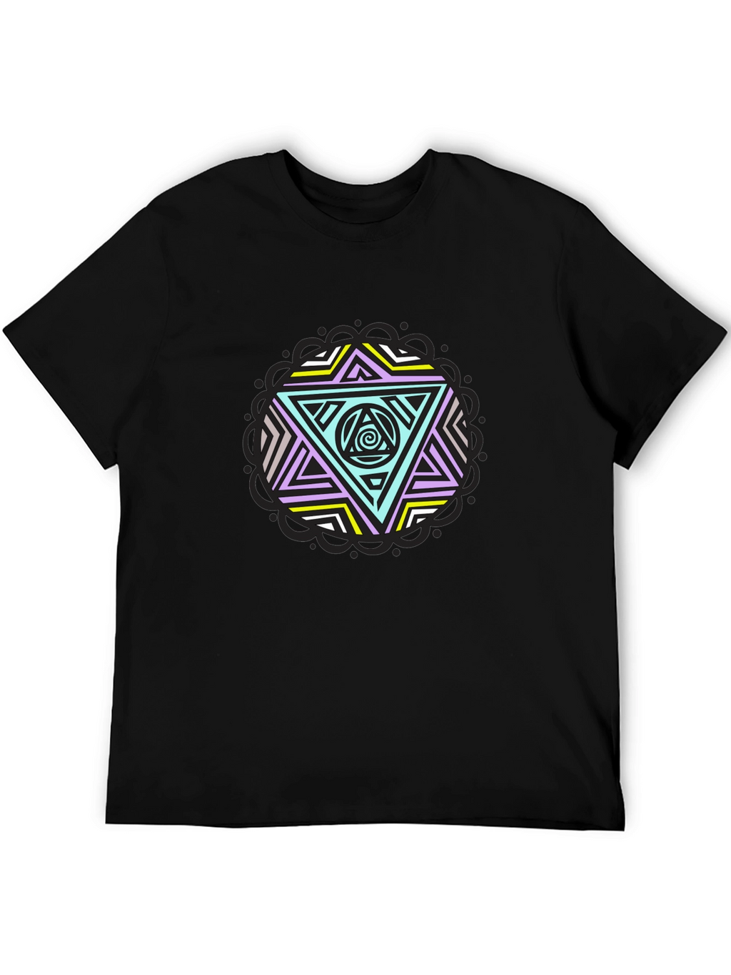 Geometric Triangle Graphic Tee - Black