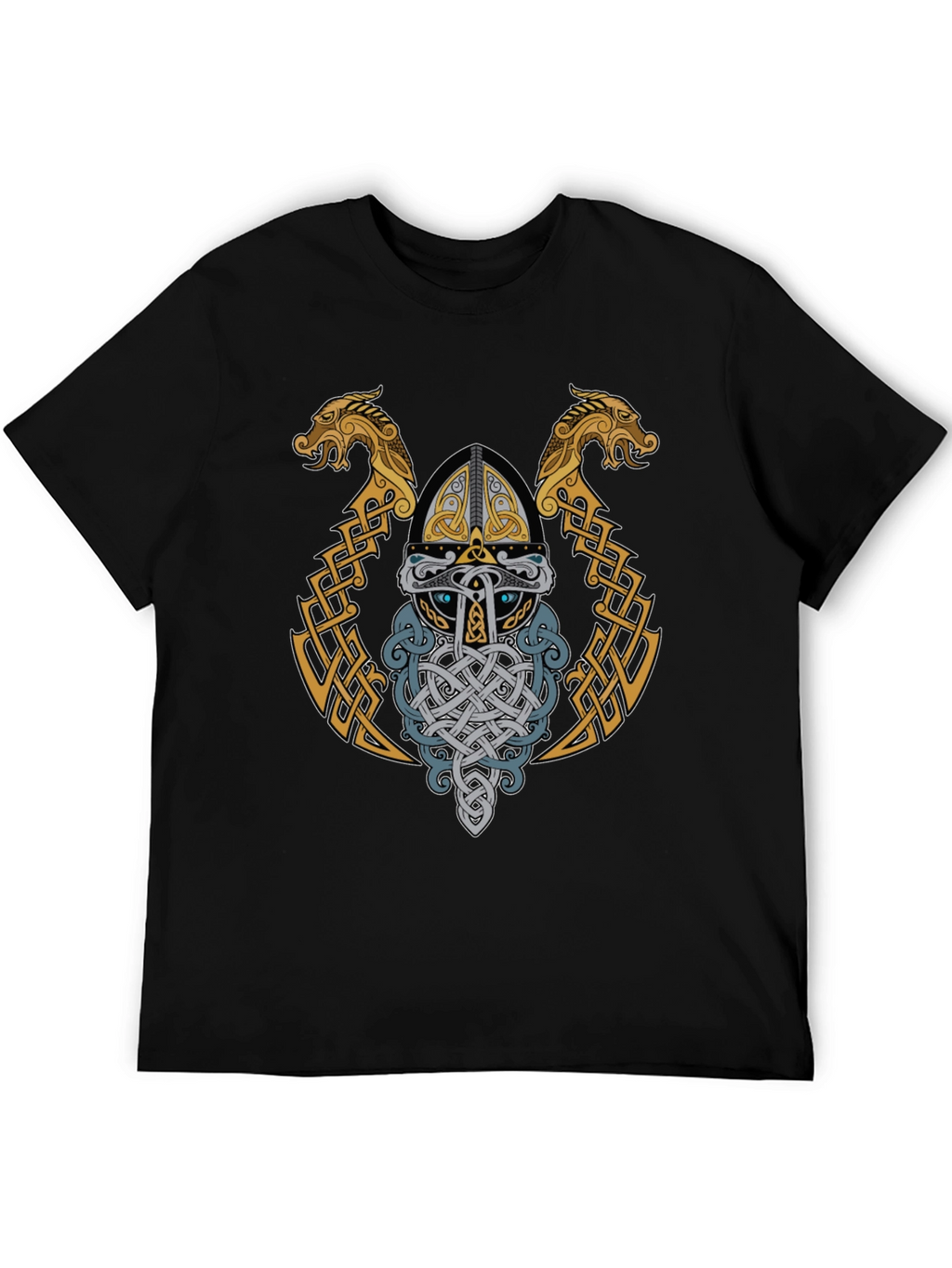 Viking Helmet Graphic T-Shirt - Norse Mythology Art