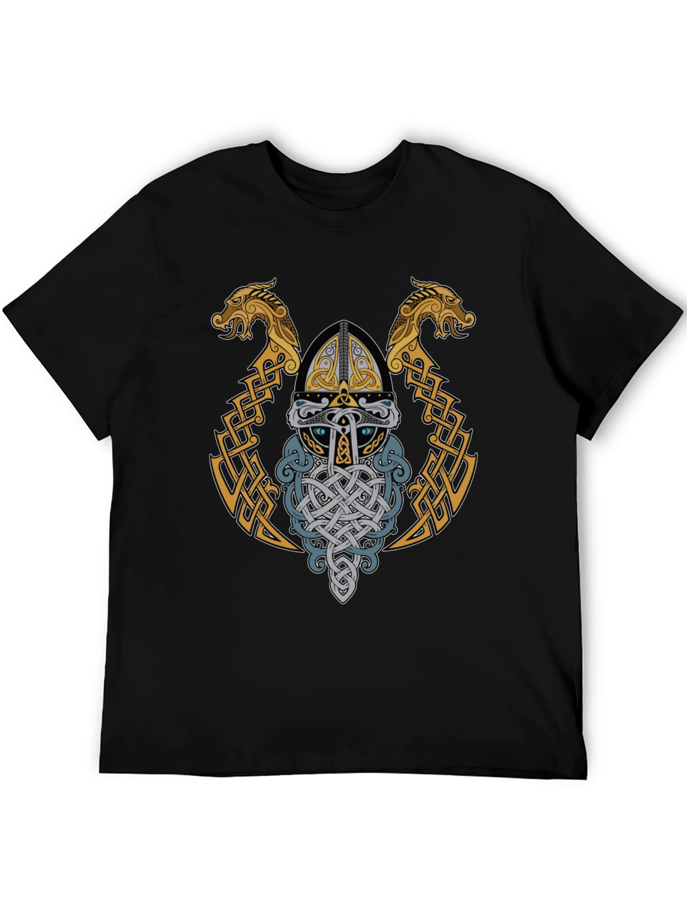 Viking Helmet Graphic T-Shirt - Norse Mythology Art