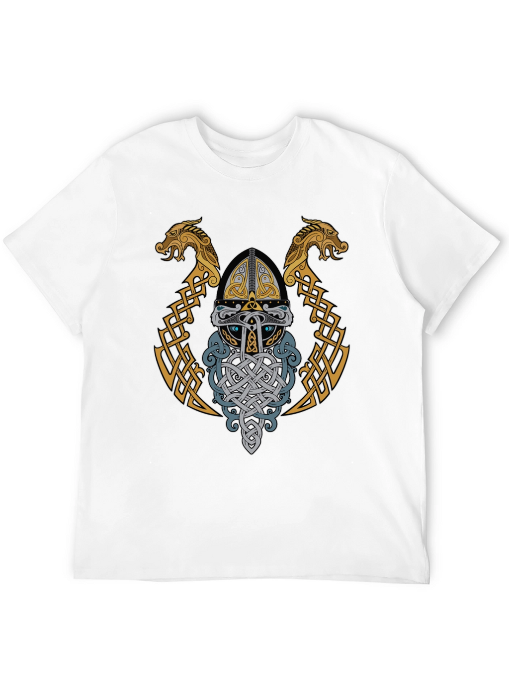 Viking Helmet Graphic T-Shirt - Norse Mythology Art