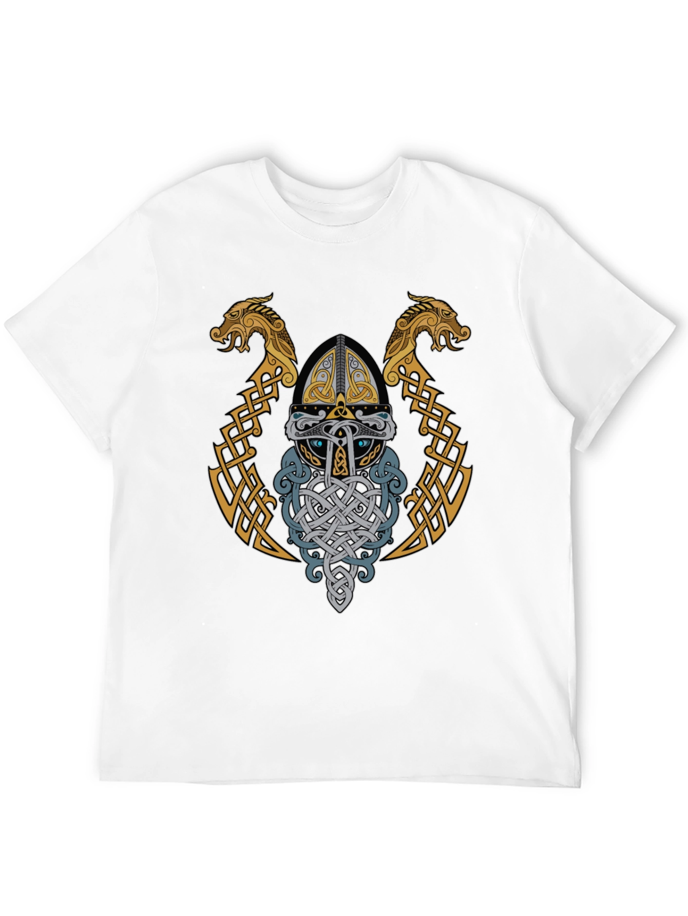 Viking Helmet Graphic T-Shirt - Norse Mythology Art