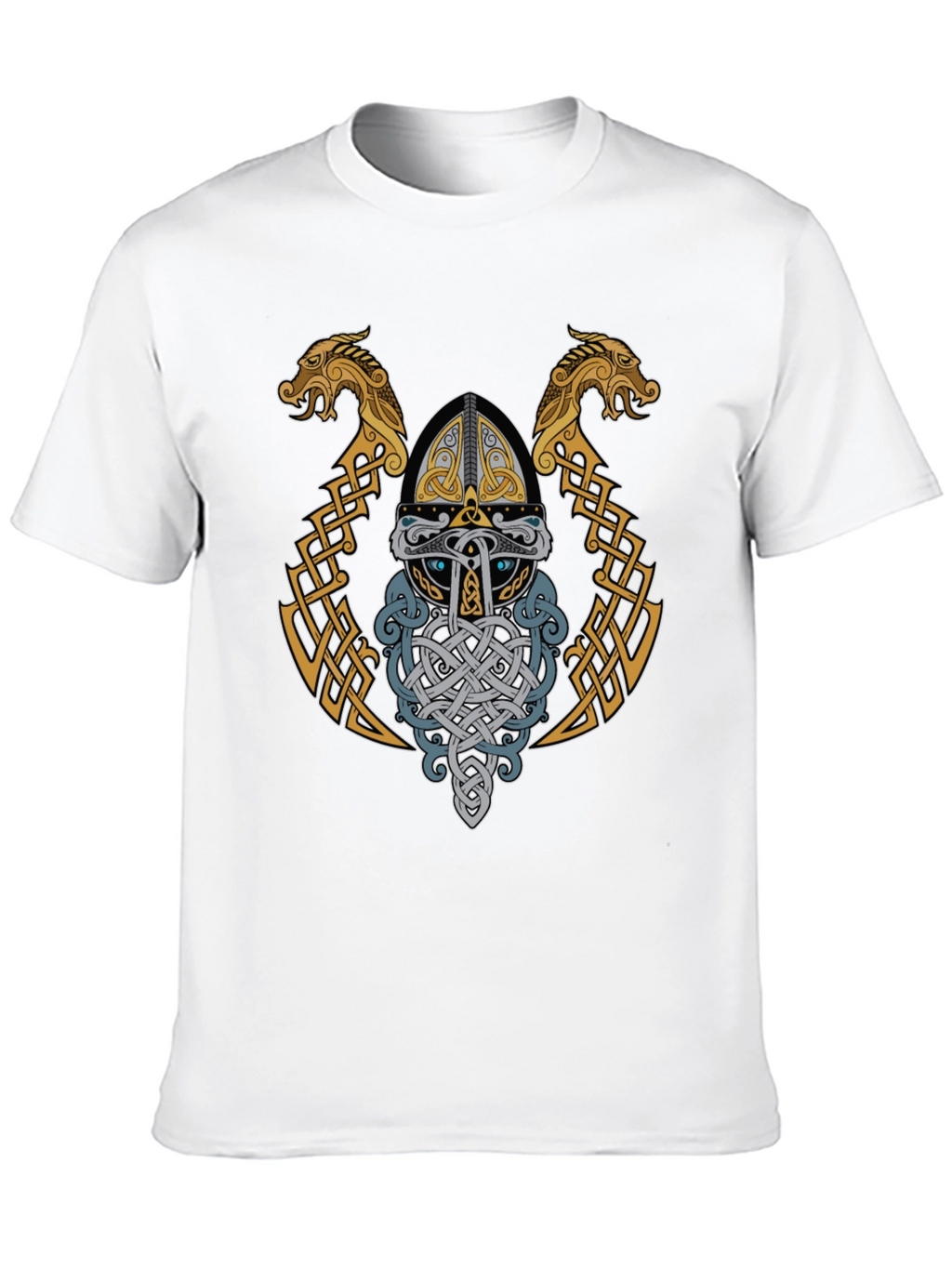 Viking Helmet Graphic T-Shirt - Norse Mythology Art